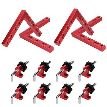 Imagem de Apoio Auxiliar em L de 90 Graus Painel Posicionamento Placa Emenda Clip Fixo Régua Ângulo Retto Liga Alumínio Ferramenta Marcenaria com Escalas Laterais Precisas Fixação Ajustável para Molduras Quadro