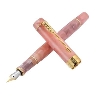 Imagem de AXPTI Caneta-tinteiro de resina, ponta F com conversor, canetas de tinta para escrita, artigos de papelaria, material escolar de escritório (07, EF)