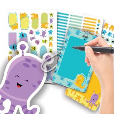 Imagem de Etiqueta Escolar Neutra com TAG + Caneta (Monstrinhos, Etiquetas + 2 TAGs)