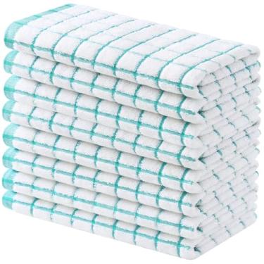 Imagem de Homaxy Toalhas de cozinha premium (40,6 cm x 71 cm, pacote com 8), panos de prato grandes de algodão fiado anel, toalhas de mão de cozinha macias super absorventes, conjunto de toalhas de chá de