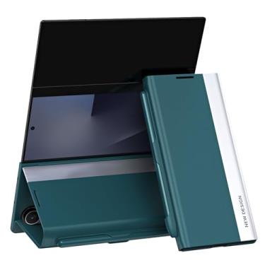 Imagem de LTLMYDAM Capa galvanizada para Samsung Galaxy Z com três dobras, aba de couro vegano, fecho magnético, função de suporte com capa de suporte de caneta, verde, dobra tripla