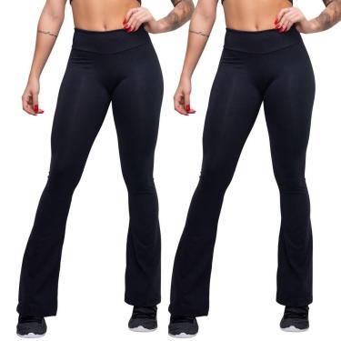 Imagem de Kit 02 Calças Flare Bailarina Boca de Sino Suplex Cint. Alta-Feminino