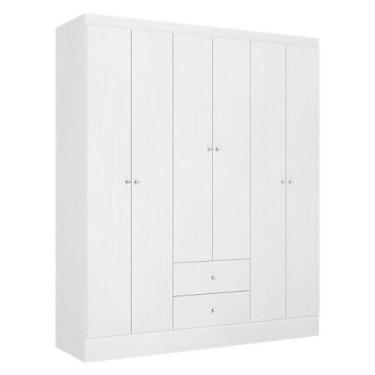 Imagem de Guarda Roupa Solteiro Astro 6 Portas 2 Gavetas Branco Rosa Flex Acetin