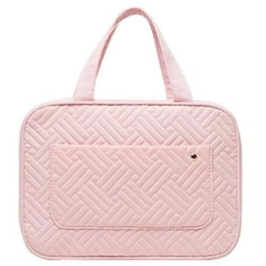 Imagem de Mala de Viagem Dobrável com Gancho – Necessaire Organizadora com Separação Molhado e Seco(Rosa)