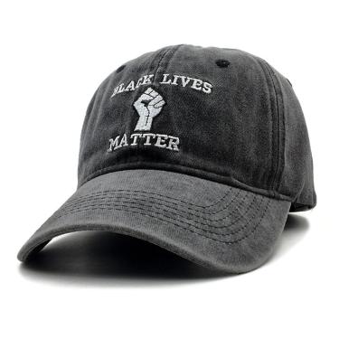 Imagem de Boné de beisebol, chapéu liso lavado em algodão, bordado Black Lives Matter