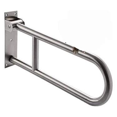 Imagem de Barra de apoio de aço inoxidável para vaso sanitário, estrutura de segurança dobrável para corrimãos de vaso sanitário, trilho de segurança para idosos com deficiência, níquel escovado