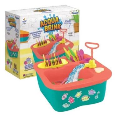 Imagem de Pia De Cozinha Infantil Sai Agua Brinquedo Acqua Brink 22 Acessórios O