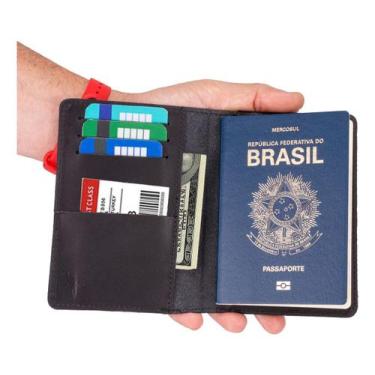 Imagem de Porta Passaporte Documentos/cartões/cédulas Couro Legítimo - Ello Grif