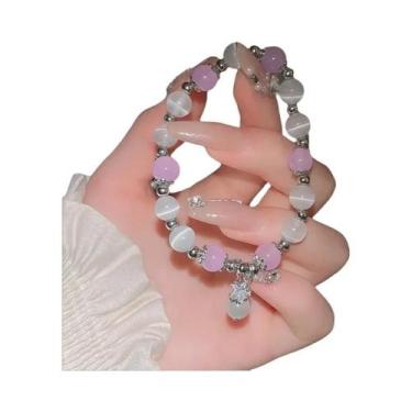 Imagem de Pulseira De Cristal Rosa De Pedra Natural Reiki Para Saúde Feminina, O