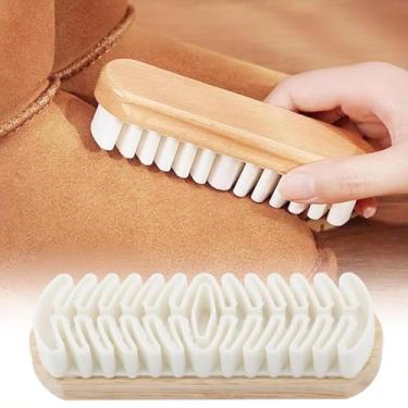Imagem de Kit de escova e borracha de camurça com cabo de madeira para sapatos, bolsas, jaquetas e móveis - Removedor de manchas eficaz e ferramenta de elevação de sujeira suave