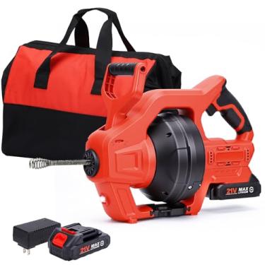 Imagem de Ralo elétrico sem fio 550RPM alimentação automática portátil limpador de ralo de cobra para vaso sanitário ralo de chão pia chuveiro