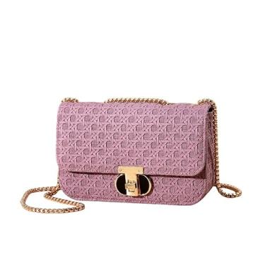 Imagem de CHENXIAOHONG Bolsa feminina pequena com corrente, bolsa transversal feminina elegante, bolsa de ombro feminina para festa e uso diário(Roxo)