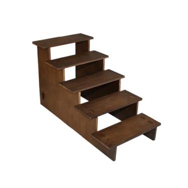 Imagem de KEG801302 Suporte de exibição de joias, marrom, cinco camadas, suporte para joias, armazenamento de joias, escada de madeira, organizador de joias