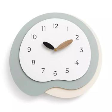 Imagem de KEG801302 Relógio para decoração de casa, relógio de parede, sala de estar, relógio de pinheiro, adequado para sala de estar, estudo, quarto, escritório. Relógio de parede (azul)