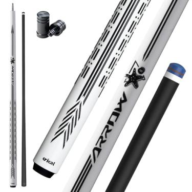 Imagem de CRICAL Bastão de sinuca de fibra de carbono 147.3 cm taco de bilhar profissional de baixa deflexão com junta de 3/8 x 8 pinos e ponta de 12,5 mm para adultos (branco)