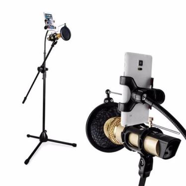 Imagem de Pedestal,tripé p/microfone dinâmico c/pop filter,shock mount e suporte