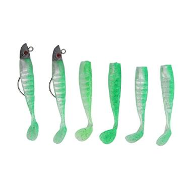 Imagem de Isca de pesca iscas macias premium durável silicone ecologicamente correto olhos 3D movimento realista isca artificial para água doce equipamento de pesca em água salgada 6 peças (Ervilha verde)