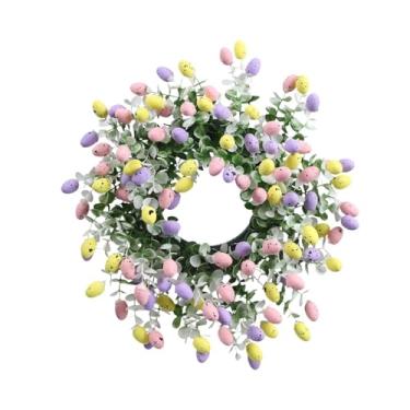 Imagem de MotiveTech Guirlanda de Ovos de Páscoa, Enfeite Decorativo para Pendurar, Guirlanda de Flores para Outono e Primavera, Decoração de Páscoa para Porta de Armário