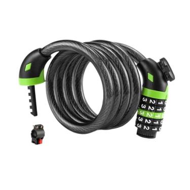 Imagem de oshhni Cadeado de cabo com senha, 5 dígitos, sem chave, para esquis, patinetes, skates e acessórios para adultos, Verde