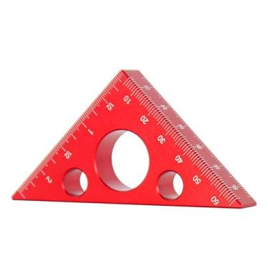 Imagem de Régua triangular engrossada de layout de alumínio 45/90 graus, escalas imperiais e métricas isósceles quadrado de carpinteiro triangular direito de alta precisão, ferramenta de medição quadrada para