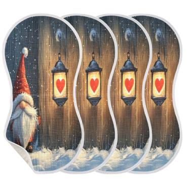 Imagem de STAYTOP 4 PÇS Gnomos fofos de Natal para arrotar panos para bebês meninos meninas e toalha para recém-nascidos, panos grandes absorventes para arrotar