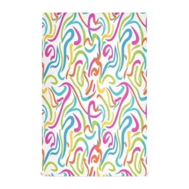 Imagem de Wassud Toalhas de prato de cozinha coloridas Strokes Lines 1 pacote de panos de prato macios com laço para pendurar toalha de mão super absorvente de secagem rápida toalhas de chá de mesa decorativas