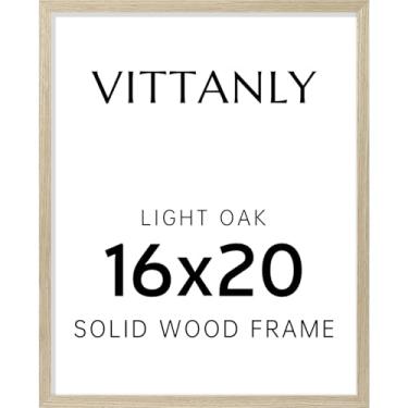 Imagem de Vittanly Porta-retrato de 40,6 x 50,8 cm, moldura de madeira maciça com acrílico, inclui tapete de 28 x 35,5 cm, pendurar na parede para fotos, decoração de casa, carvalho claro, 1 pacote