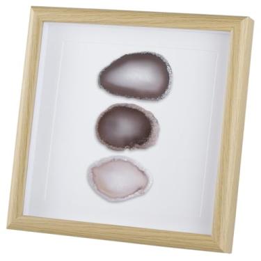 Imagem de Nupuyai Arte de parede em fatia de ágata emoldurada de 22 cm, moldura de pedra geodo de ágata, decoração de parede de mesa para sala de estar, quarto, escritório, presente de cura espiritual, cor