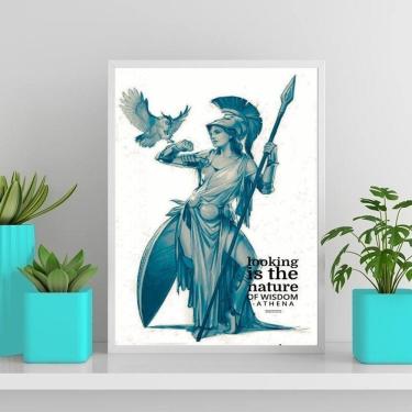 Imagem de Quadro Deusa Grega Athena 24x18cm - com vidro Branca
