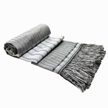 Imagem de Manta Sofá Retrátil Gigante Estilo Jacquard Decorativa e Protetora Dupla Face 2,20x1,40 (Cinza e Preto)