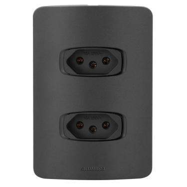 Imagem de Conjunto 2 Tomadas 10A - Alumbra Gracia Black Maxx - Gbmx005