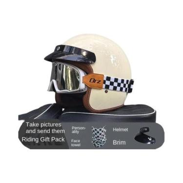 Imagem de Capacete De Motocicleta Vintage Certificado DOT 3/4 Jet Mask ORZ-058C,