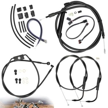 Imagem de TIGERSGATE Kit de cabos Dyna de cabide de macaco de 35,5 cm, extensões de guidão para Street Fat Bob/Low Rider/Super Sport Wide Glide/Switchback com ABS e disco frontal único (preto)