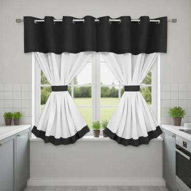 Imagem de Cortina De Cozinha Com Bandô 2.00x1.40m Varão Simples Decoração de Coz
