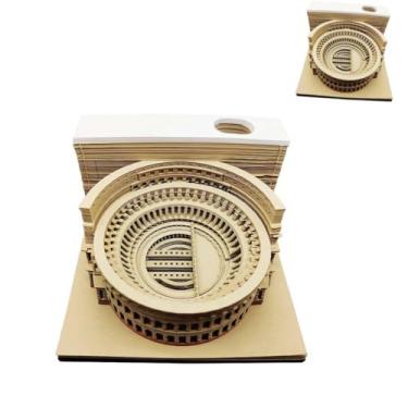 Imagem de Calendário de mesa 3D, calendário de coliseu, 200 folhas, bloco de notas de arte, decoração de mesa de 2026, arte de escultura em papel para registro de anotações, para casa, escola, escritório