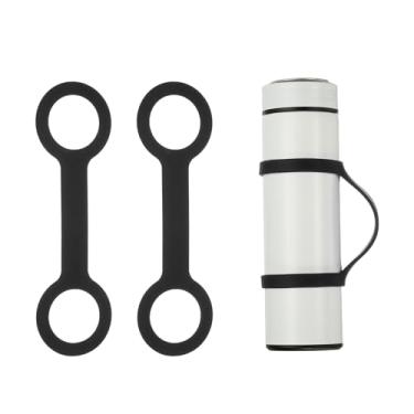 Imagem de YELARXI Alça de suporte de garrafa de água, alça de silicone antiderrapante, alças de suporte de garrafa para acampamento ao ar livre, corrida, bicicleta, academia, esportes (pacote com 2, preto)