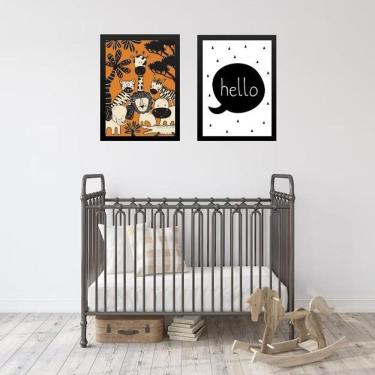 Imagem de Kit 2 Quadros Infantis Laranja E Preto - Safari 45X34Cm