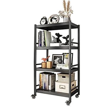 Imagem de Prateleiras de metal para carrinho com rodas, rack de armazenamento de plantas estilo industrial, para armários de cozinha, banheiro, escritório, despensa e muito mais (tamanho: 56 × 39 × 77 cm