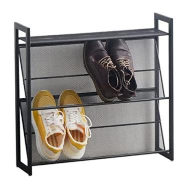 Imagem de Prateleira para sapatos, organizador de sapatos de 3 níveis, prateleira de ferro forjado, sapateira, organizador de sapatos de metal, para quarto, sala de estar, entrada, sapato, suporte (cor: branco,