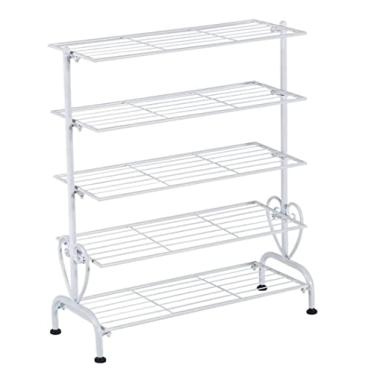 Imagem de Prateleira de sapato, organizador de sapato, 5 camadas, cano de aço, sapateira, prateleira de armazenamento para entrada, quarto, sala de estar, corredor, sapato, varanda, organizador de sapatos