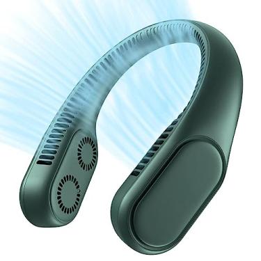 Imagem de Ventilador de quatro pescoço turbo, ventilador portátil atualizado sem lâminas, ventilador pessoal vestível com USB recarregável, baixo ruído, forte sem folhas, presente para uso ao ar livre