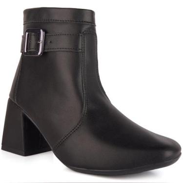 Imagem de Bota Feminina Salto Bloco Grosso 7cm Cano Curto Zíper Moda Casual Inve