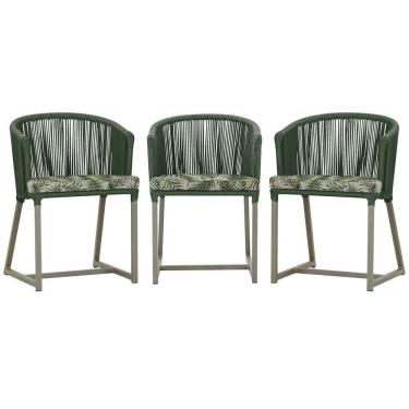 Imagem de 3 Cadeiras De Jantar Noronha Fendi Corda Náutica E5 Trama Verde