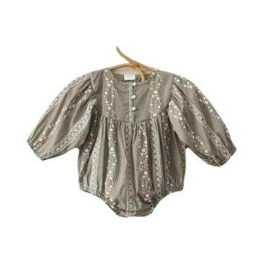 Imagem de Macacão Floral De Algodão Para Bebê Menina Com Renda, Roupas De Verão 
