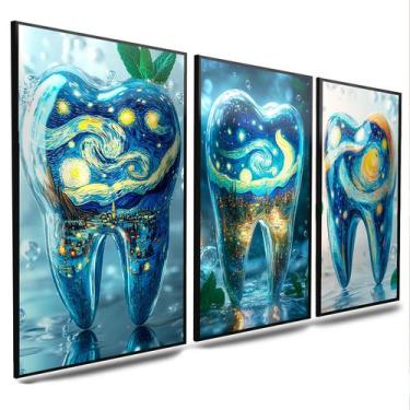 Imagem de Quadro Dentista Consultório 3 Peças MDF 62x30 - LAautomotivo