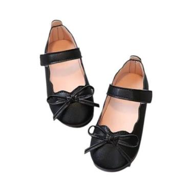 Imagem de Sapatos De Princesa Fofos Para Meninas, Pretos E Brancos Com Laço, Sap