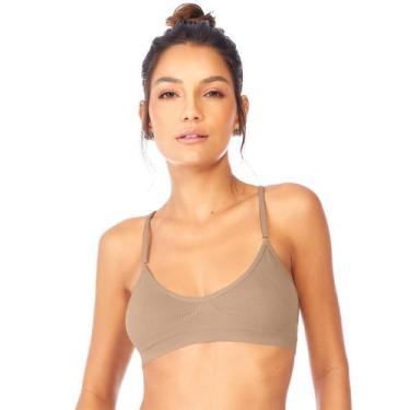 Imagem de Sutiã Top Nadador sem Costura com Alças Reguláveis Bege Zee Rucci, M