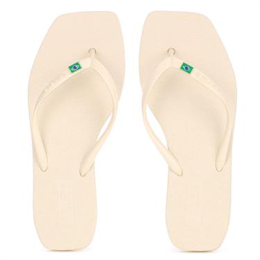 Imagem de Chinelo Brizza Arezzo Bico Quadrado Square Brasil Bege - Feminino-Feminino