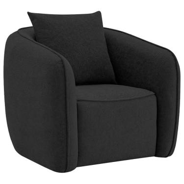 Imagem de Poltrona Decorativa Sala De Estar Recepção Florença Linho - Doce Sonho Móveis Preto