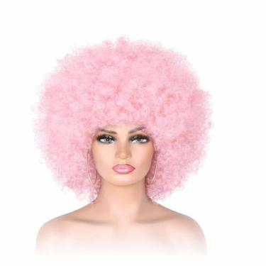 Imagem de Peruca Black Power Gigante Acessório Para Carnaval Cor:Rosa - RPires, 